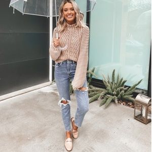 Free People Sweetheart cable knit oversized sweater large